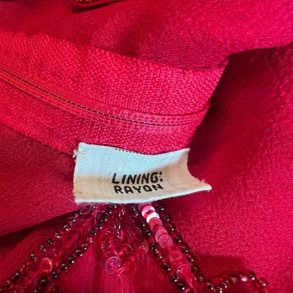 Metamorphosis Special Editions Red Hand-Beaded Silk Dress - Picture 4 of 5